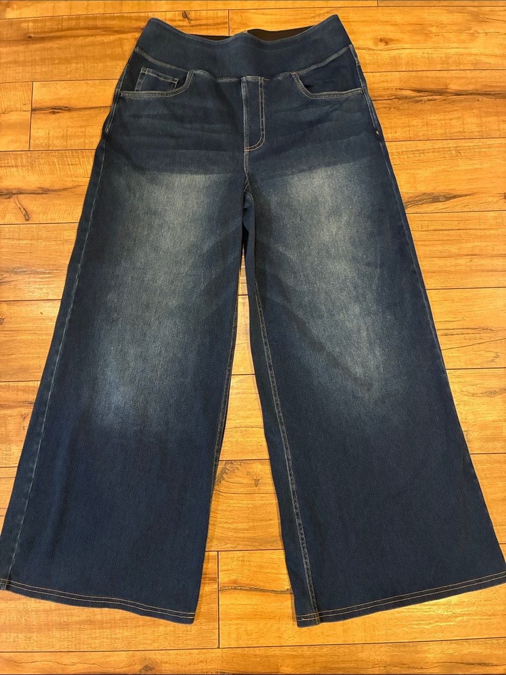 HALARA Navy Blue Stretch Denim Jean Look Wide Leg Large Petite